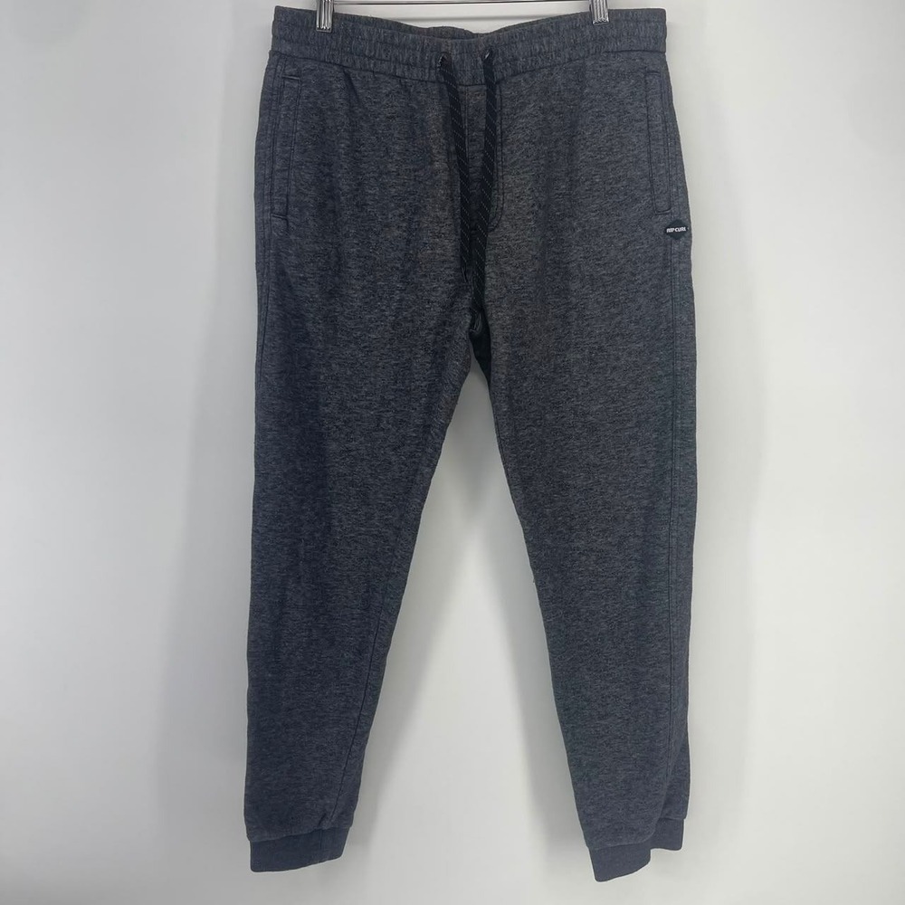 Rip Curl Joggers Mens L Dark Gray Heather Drawstring Sweatpants Surf Athleisure